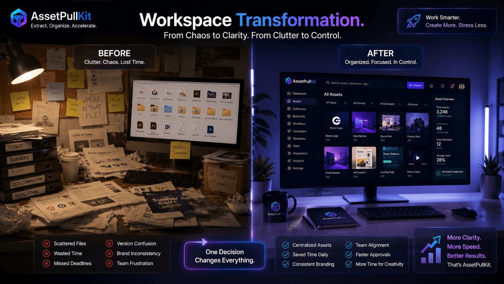 Desk Transformation: From Printout Piles to a Sleek AssetPullKit-Powered Workspace
